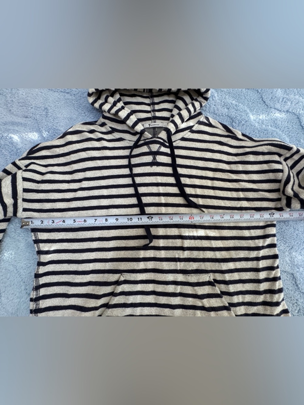 T by Alexander Wang Black White Oversized Hoodie Sweater Stripped L Large - Picture 7 of 10